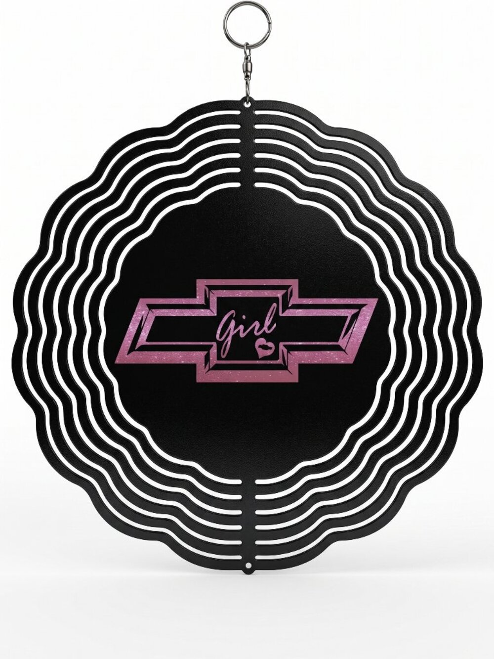 10" Chevy Girl Kinetic Wind Spinner - Black Metal Hanging Yard Decor